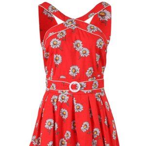 Cross My Heart Coral Vintage Daisy Dress by Trollied Dolly - Small